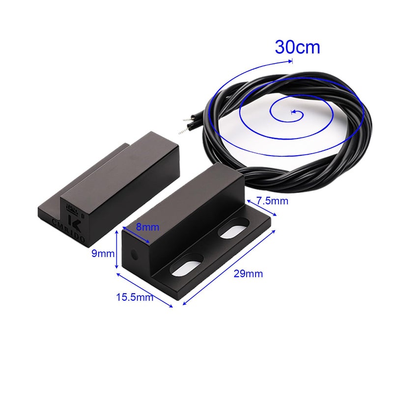 Gebildet 5pcs Recessed Wired Security Window Gate Contact Sensor Alarm Magnetic Reed Switch Black, Magnetic Door Sensor, Normally Closed Magnetic Switch - Image 5
